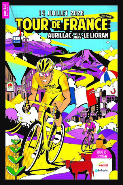 Le Tour de France 2026 dans le Cantal les 13 et 14 juillet